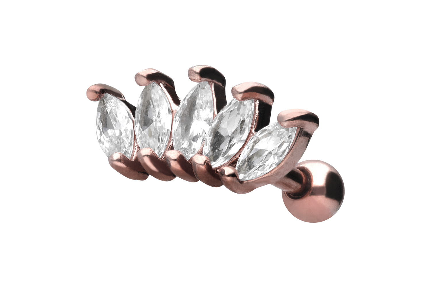 Chirurgenstahl Ohrpiercing 5 KRISTALLE